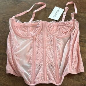 BAILYDEL pink lace corset top | size small